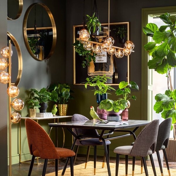 KARE Lampa wisząca designerska Scala Balls, możliwość ściemniania, mosiężny / złoty, salon / jadalnia, metal, design