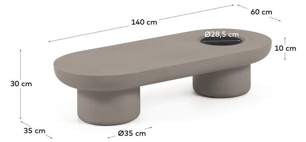 Ogrodowy betonowy stolik Kave Home Taimi, 140x60 cm