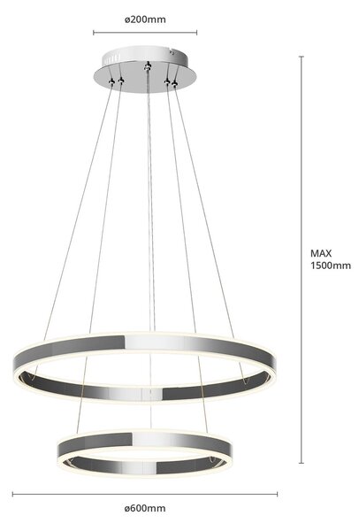 Lampa wisząca Lyani Lucande, możliwość ściemniania, chromowy / srebrny, salon / jadalnia, metal, nowoczesny