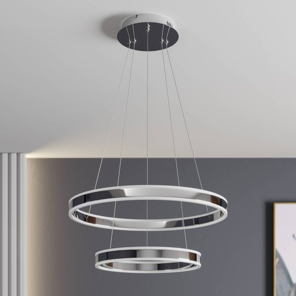 Lampa wisząca Lyani Lucande, możliwość ściemniania, chromowy / srebrny, salon / jadalnia, metal, nowoczesny
