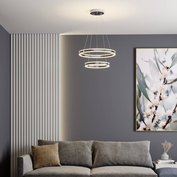 Lampa wisząca Lyani Lucande, możliwość ściemniania, chromowy / srebrny, salon / jadalnia, metal, nowoczesny