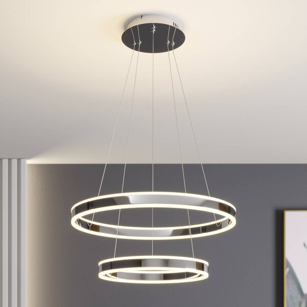 Lampa wisząca Lyani Lucande, możliwość ściemniania, chromowy / srebrny, salon / jadalnia, metal, nowoczesny