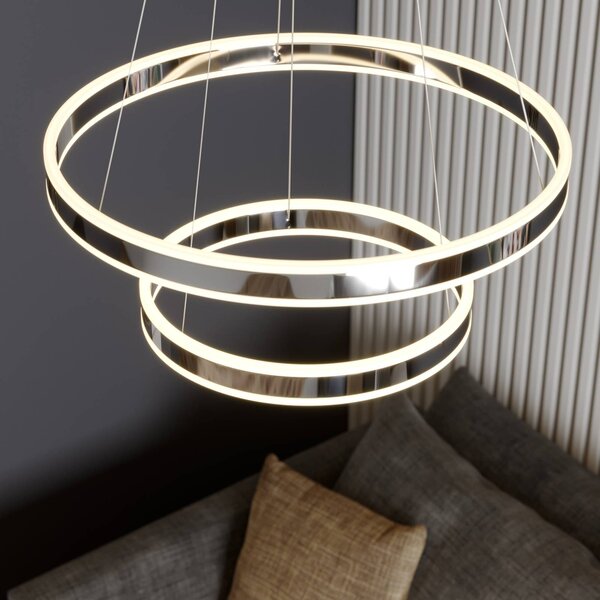 Lampa wisząca Lyani Lucande, możliwość ściemniania, chromowy / srebrny, salon / jadalnia, metal, nowoczesny