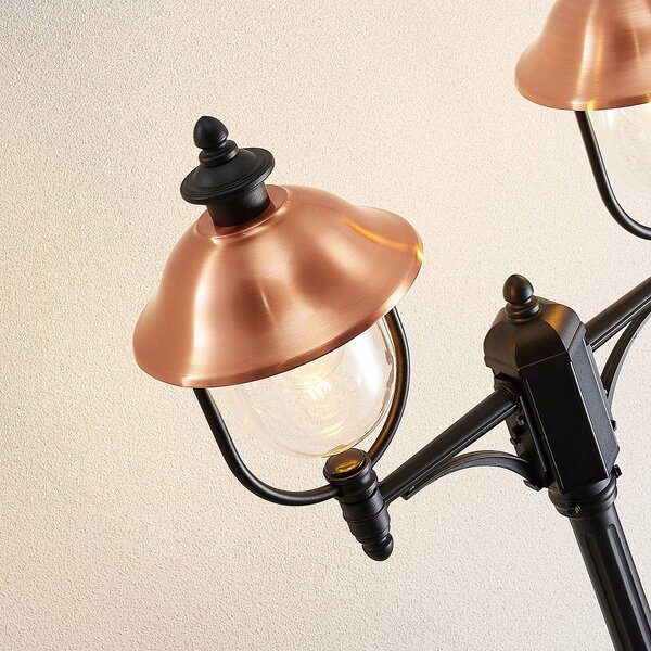 Lampa zewnętrzna Lindby Clint, 225cm, 2-punktowa, odporność na działanie wody Clint Lindby, możliwość ściemniania, miedziany, aluminium, vintage
