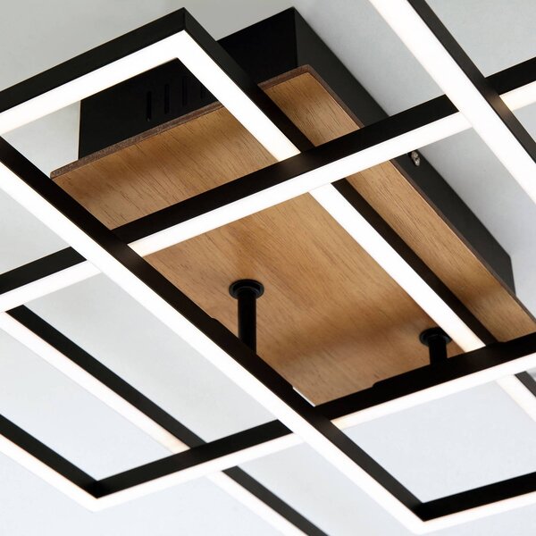 Briloner Lampa sufitowa LED Frame, możliwość ściemniania, czarny, salon / jadalnia, metal, nowoczesny