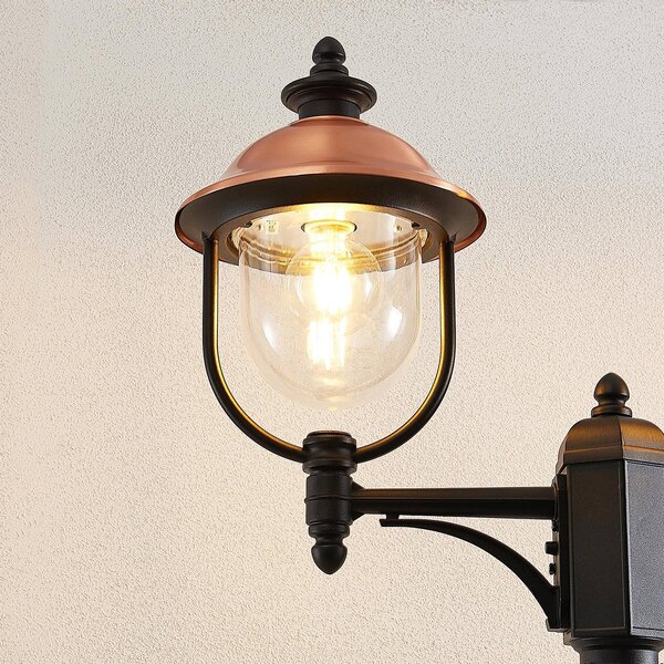 Lampa zewnętrzna Lindby Clint, 225cm, 2-punktowa, odporność na działanie wody Clint Lindby, możliwość ściemniania, miedziany, aluminium, vintage