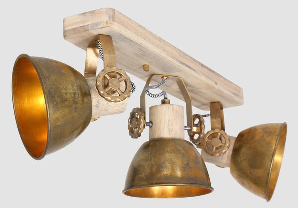 Steinhauer Reflektor sufitowy Gearwood, 3-pkt. brąz możliwość ściemniania, jasne drewno, salon / jadalnia, drewno, vintage
