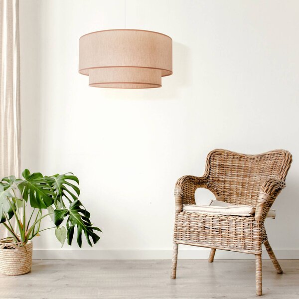 Lampa wisząca Boho Duolla, możliwość ściemniania, kremowy / amber, salon / jadalnia, tkanina / materiał / jedwab, dworkowy / rustykalny