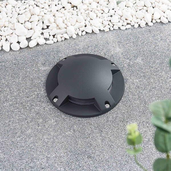 Reflektor podłogowy LED Lindby Cormac, 4-punktowy, Ø 21 cm, IP67 Cormac, czarny, aluminium, nowoczesny
