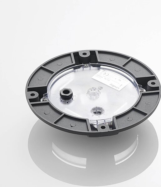 Reflektor podłogowy LED Lindby Cormac, 4-punktowy, Ø 21 cm, IP67 Cormac, czarny, aluminium, nowoczesny