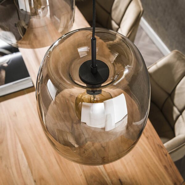 ZIJLSTRA Lampa wisząca szklana Philippa, możliwość ściemniania, aluminiowy / szary / cynkowy, salon / jadalnia, szkło