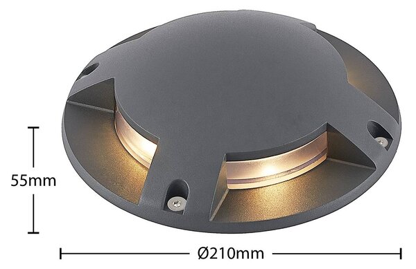 Reflektor podłogowy LED Lindby Cormac, 4-punktowy, Ø 21 cm, IP67 Cormac, czarny, aluminium, nowoczesny