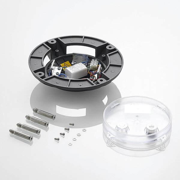 Reflektor podłogowy LED Lindby Cormac, 4-punktowy, Ø 21 cm, IP67 Cormac, czarny, aluminium, nowoczesny