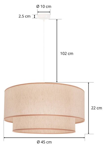 Lampa wisząca Boho Duolla, możliwość ściemniania, kremowy / amber, salon / jadalnia, tkanina / materiał / jedwab, dworkowy / rustykalny