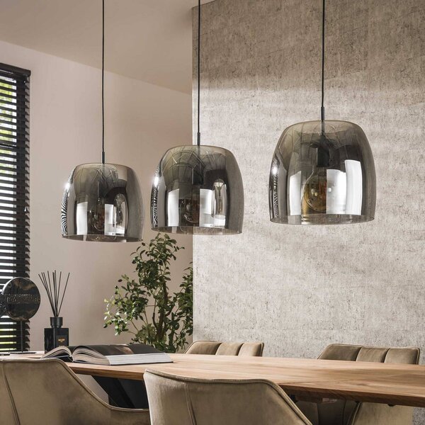 ZIJLSTRA Lampa wisząca szklana Philippa, możliwość ściemniania, aluminiowy / szary / cynkowy, salon / jadalnia, szkło