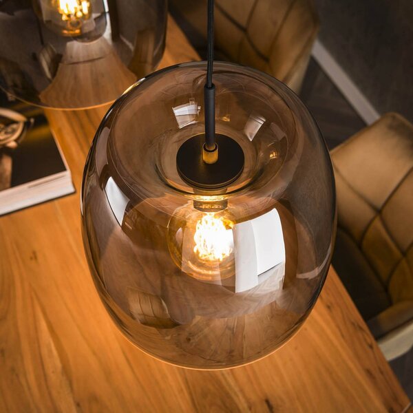 ZIJLSTRA Lampa wisząca szklana Philippa, możliwość ściemniania, aluminiowy / szary / cynkowy, salon / jadalnia, szkło