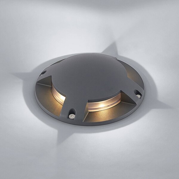 Reflektor podłogowy LED Lindby Cormac, 4-punktowy, Ø 21 cm, IP67 Cormac, czarny, aluminium, nowoczesny