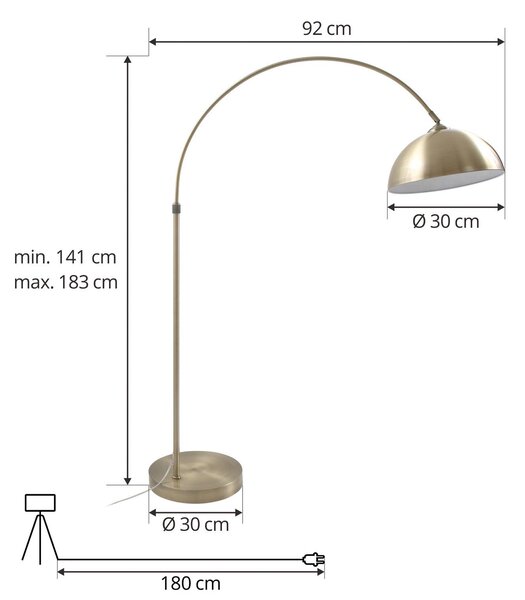 Lampa łukowa - lampa stojąca Lennart Lindby, brązowy / mosiężny, salon / jadalnia, metal, nowoczesny