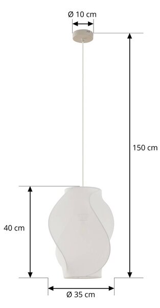 Lampa wisząca Tovina Lucande, możliwość ściemniania, biały / opal, salon / jadalnia, tkanina / materiał / jedwab, skandynawski