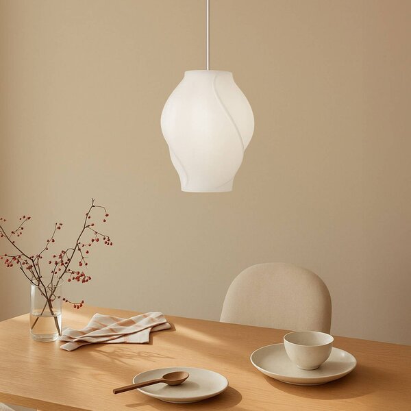 Lampa wisząca Tovina Lucande, możliwość ściemniania, biały / opal, salon / jadalnia, tkanina / materiał / jedwab, skandynawski
