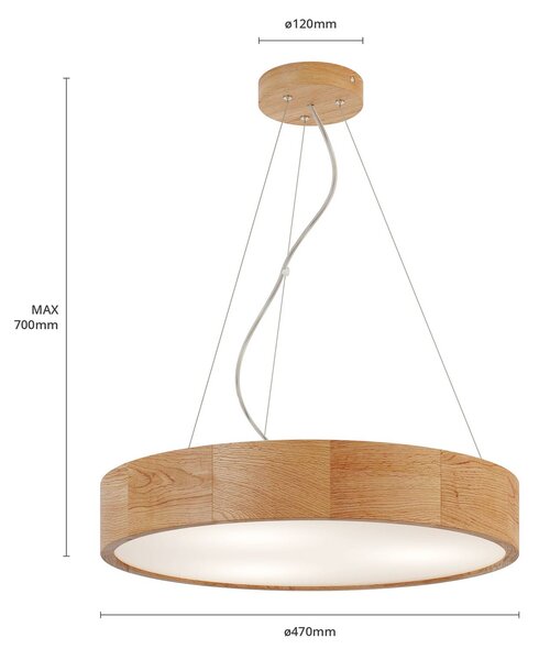 Lampa wisząca Kerio Envostar, możliwość ściemniania, salon / jadalnia, drewno, nowoczesny