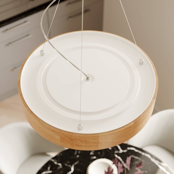 Lampa wisząca Kerio Envostar, możliwość ściemniania, salon / jadalnia, drewno, nowoczesny
