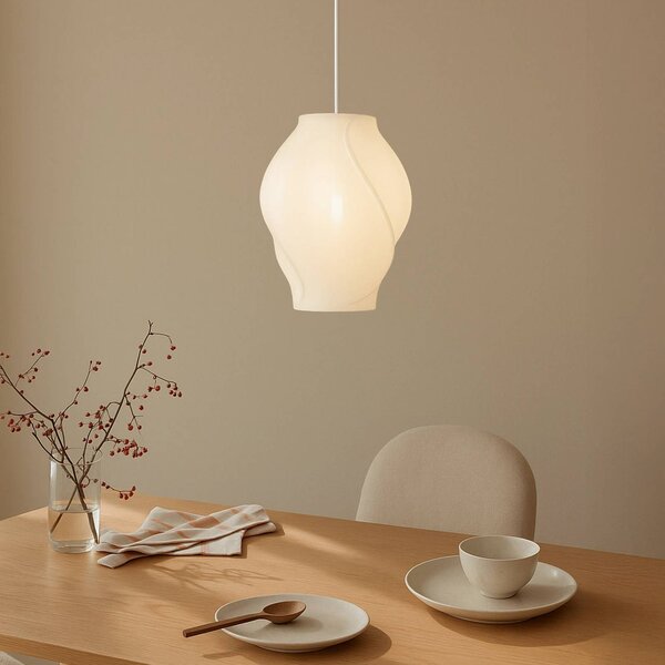 Lampa wisząca Tovina Lucande, możliwość ściemniania, biały / opal, salon / jadalnia, tkanina / materiał / jedwab, skandynawski