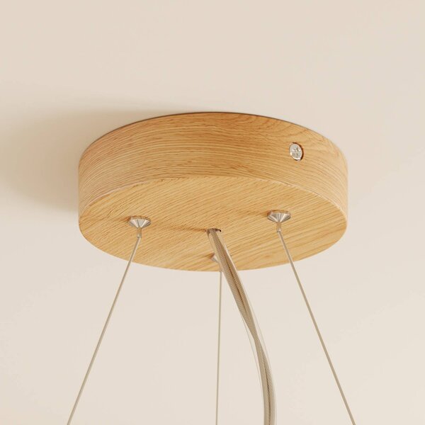 Lampa wisząca Kerio Envostar, możliwość ściemniania, salon / jadalnia, drewno, nowoczesny