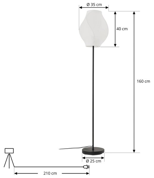 Lampa stojąca Tovina Lucande, biały / opal, salon / jadalnia, tkanina / materiał / jedwab, skandynawski