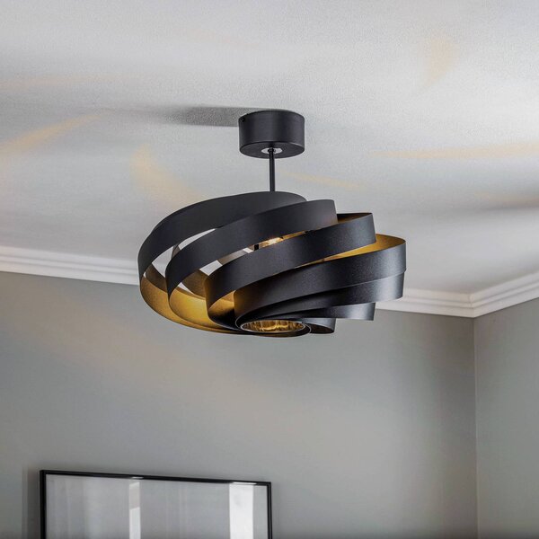 Lampa sufitowa Vento Domiluce, możliwość ściemniania, czarny, salon / jadalnia, metal, nowoczesny