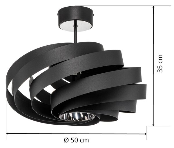 Lampa sufitowa Vento Domiluce, możliwość ściemniania, czarny, salon / jadalnia, metal, nowoczesny