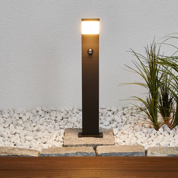 Lucande Timm słupek ogrodowy LED, czujnik, 60 cm, antracyt, IP54, czarny, aluminium, nowoczesny