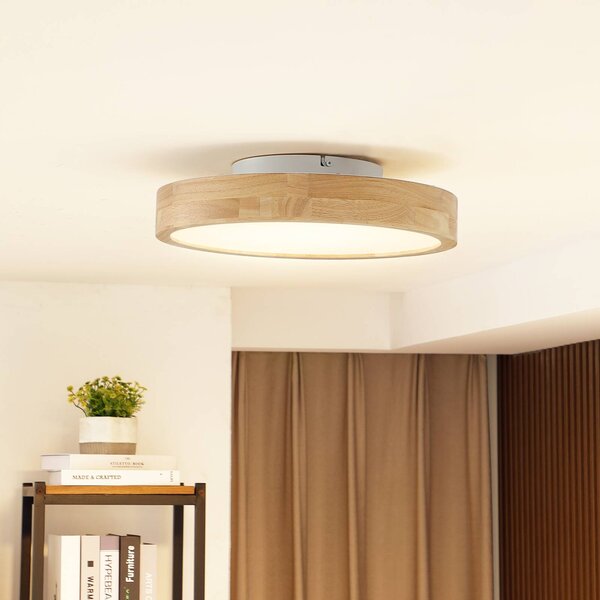 Lampa sufitowa Milada Lindby, możliwość ściemniania, jasne drewno, salon / jadalnia, drewno, nowoczesny