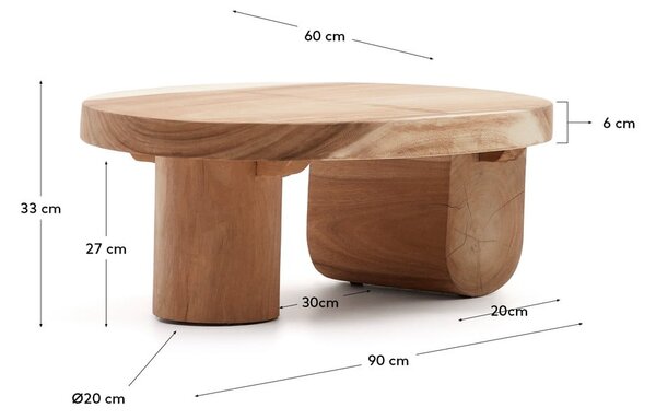 Stolik z litego drewna munggur 60x90 cm Mosi – Kave Home