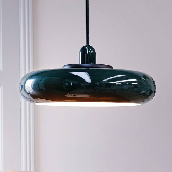 Dyberg Larsen Lampa wisząca designerska Planet, możliwość ściemniania, zielony, salon / jadalnia, metal, design