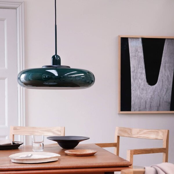 Dyberg Larsen Lampa wisząca designerska Planet, możliwość ściemniania, zielony, salon / jadalnia, metal, design