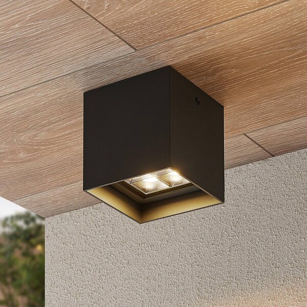 Lampa sufitowa LED Lindby Eveta, 10 cm, antracyt, aluminium, IP65 Eveta, czarny, aluminium, nowoczesny