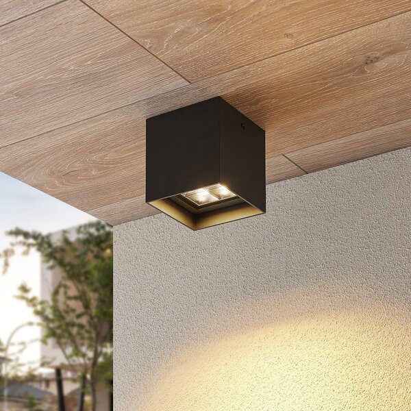 Lampa sufitowa LED Lindby Eveta, 10 cm, antracyt, aluminium, IP65 Eveta, czarny, aluminium, nowoczesny