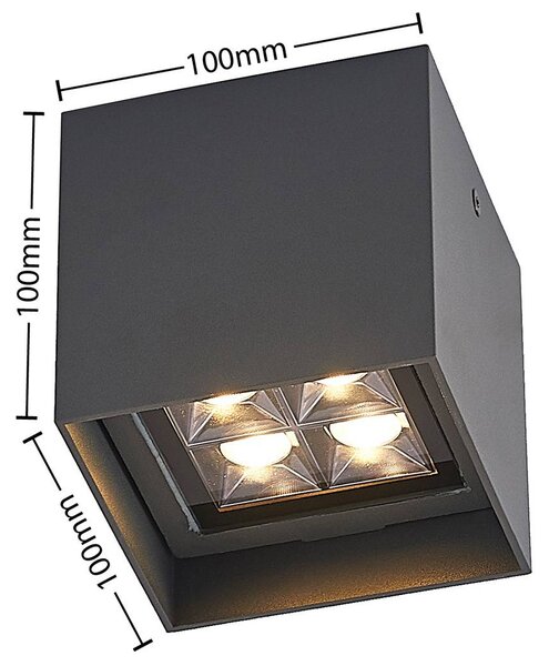 Lampa sufitowa LED Lindby Eveta, 10 cm, antracyt, aluminium, IP65 Eveta, czarny, aluminium, nowoczesny