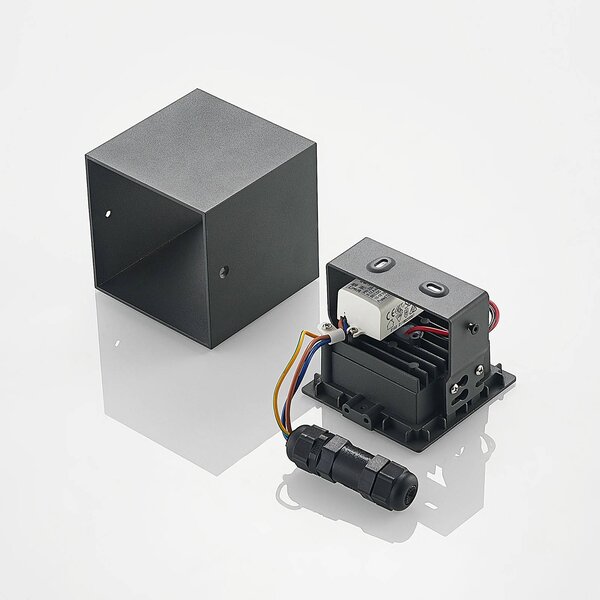 Lampa sufitowa LED Lindby Eveta, 10 cm, antracyt, aluminium, IP65 Eveta, czarny, aluminium, nowoczesny