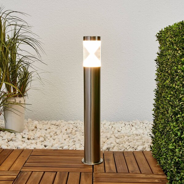 Lindby Słupek oświetleniowy LED Fabrizio, wysokość 56 cm, stal nierdzewna Fabrizio, aluminiowy / szary / cynkowy, stal szlachetna, nowoczesny