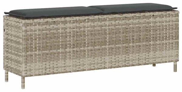 Ławka ogrodowa z poduszką jasnoszara 110x30x40,5 cm polirattan