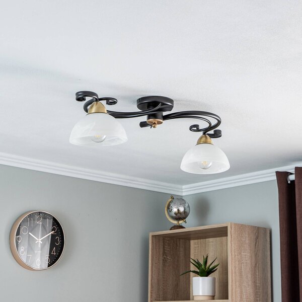 Lampa sufitowa Flora Luminex, możliwość ściemniania, czarny, salon / jadalnia, szkło, dworkowy / rustykalny