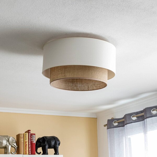 Lampa sufitowa Boho Duolla, możliwość ściemniania, kremowy / amber, sypialnia, tkanina / materiał / jedwab