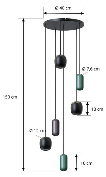 Lampa wisząca Narion Lucande, możliwość ściemniania, multikolor, salon / jadalnia, metal, nowoczesny