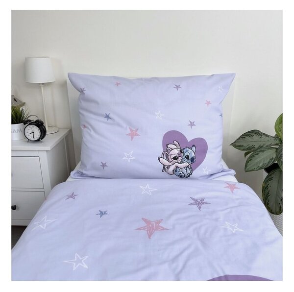 Bawełniana jednoosobowa pościel dziecięca 140x200 cm Lilo and Stitch "Heart" – Jerry Fabrics