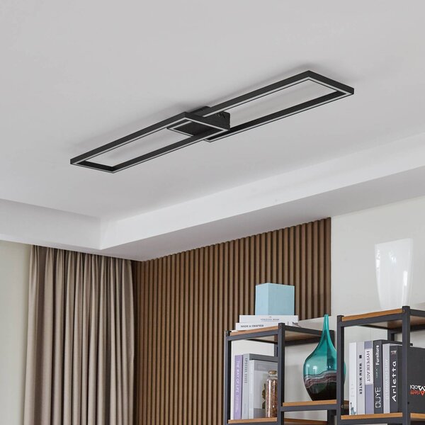 Lampa sufitowa LED Tjado Lucande, możliwość ściemniania, czarny, salon / jadalnia, metal, nowoczesny