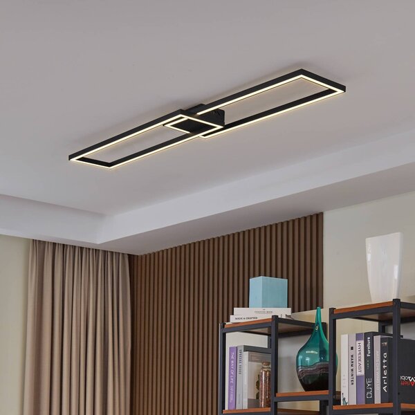 Lampa sufitowa LED Tjado Lucande, możliwość ściemniania, czarny, salon / jadalnia, metal, nowoczesny
