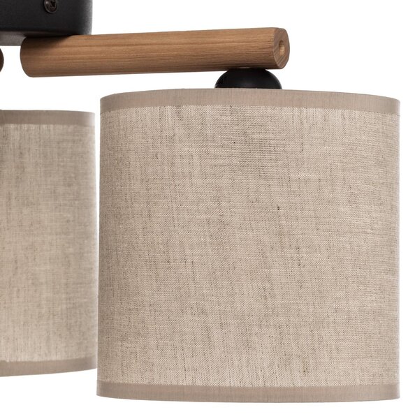 Lampa sufitowa Deva, tekstylna, 3-punktowa Deva TK Lighting, możliwość ściemniania, jasne drewno, salon / jadalnia, drewno, skandynawski