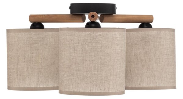 Lampa sufitowa Deva, tekstylna, 3-punktowa Deva TK Lighting, możliwość ściemniania, jasne drewno, salon / jadalnia, drewno, skandynawski